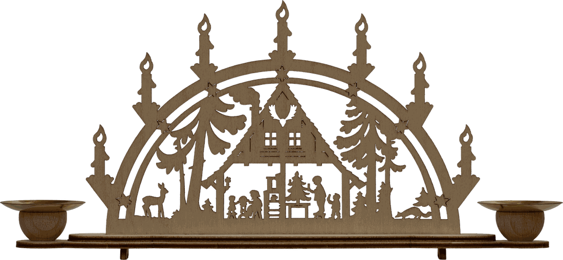 Mini Schwibbogen Groß mit Kerzenhalter Motiv Waldhaus